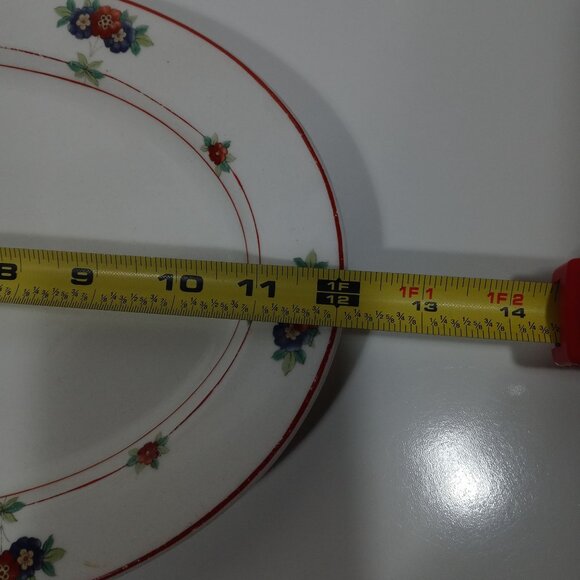 O.P. Co Syracuse China Canterbury Oval Serving Platter Floral Red Trim Vintage - Picture 10 of 13